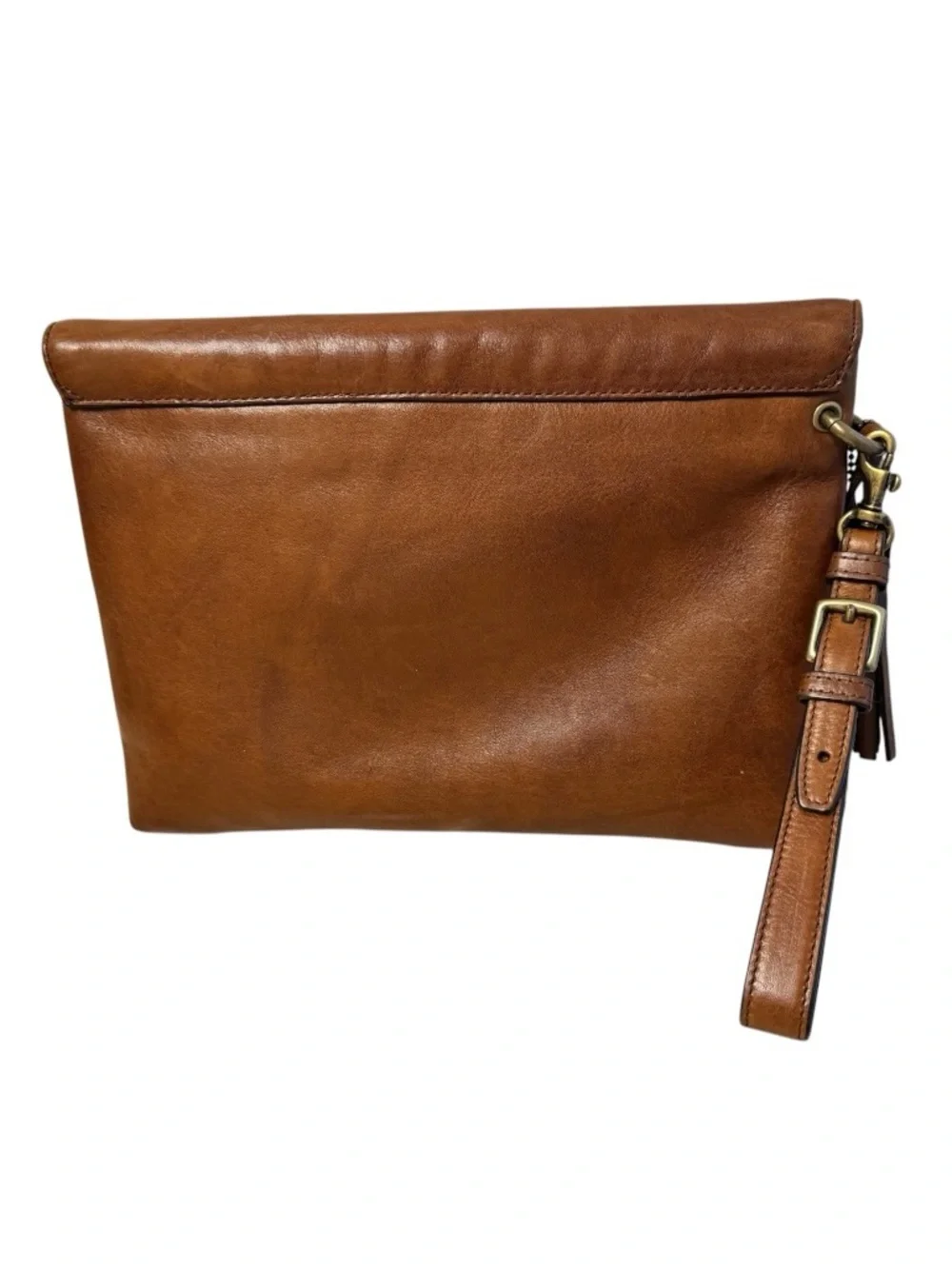 Coach Legacy Studded Clutch Carmel Brown Leather